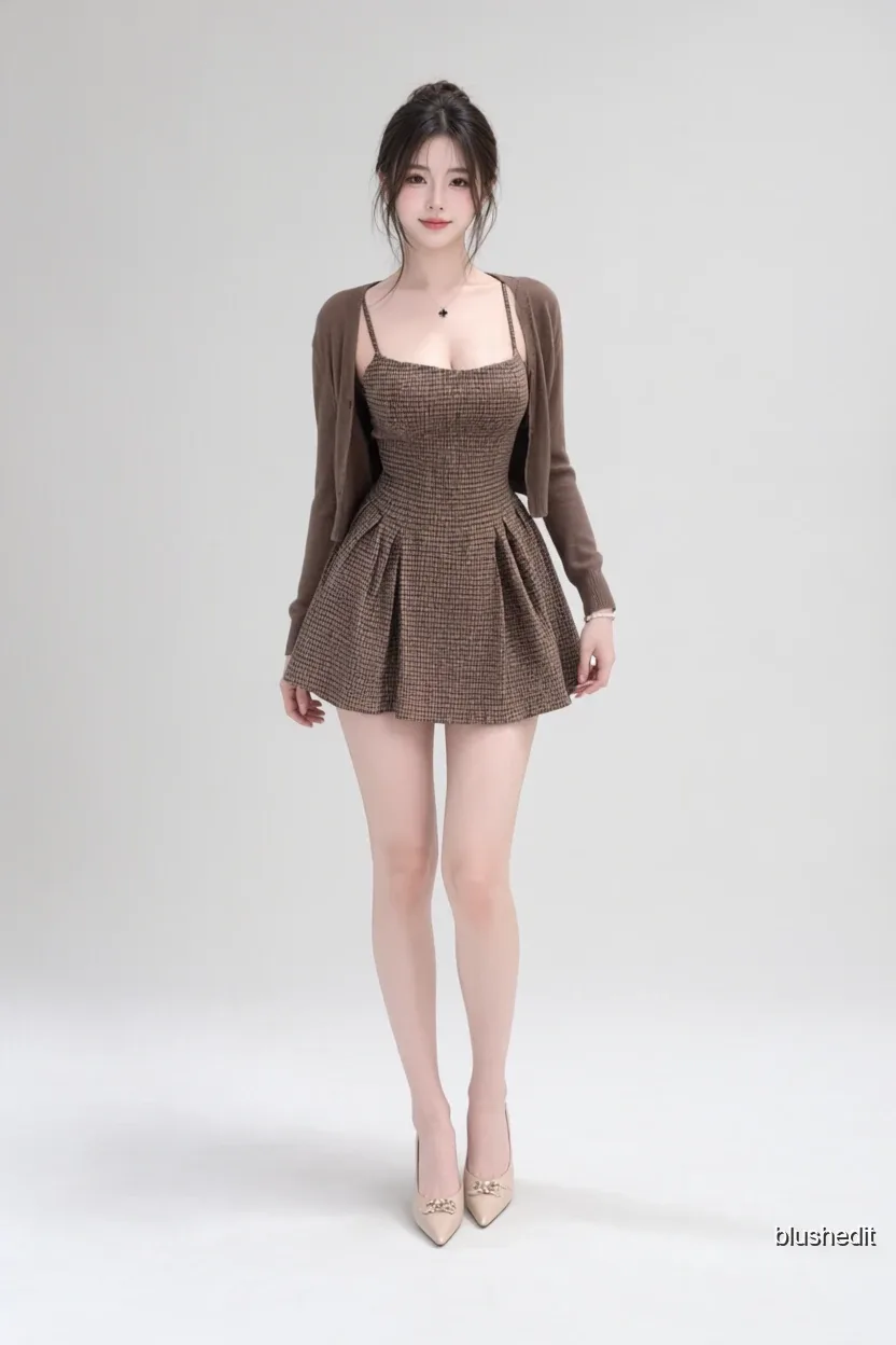 Brown Plaid Mini With a Matching Layer